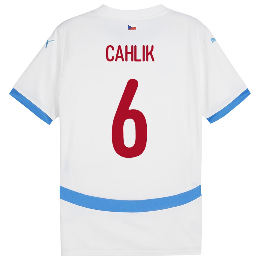 Women Football Czech Republic Jakub Cahlik #6 White Away Jersey 24-26 T-Shirt Canada