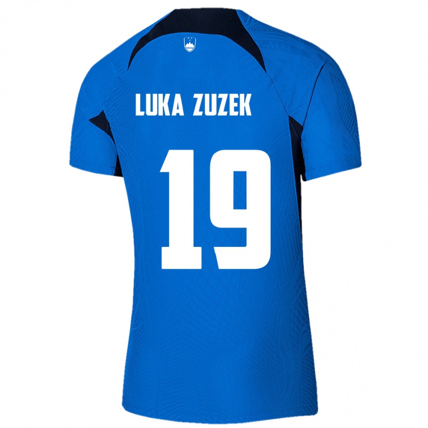 Women Football Slovenia Zan Luka Zuzek #19 Blue Away Jersey 24-26 T-Shirt Canada