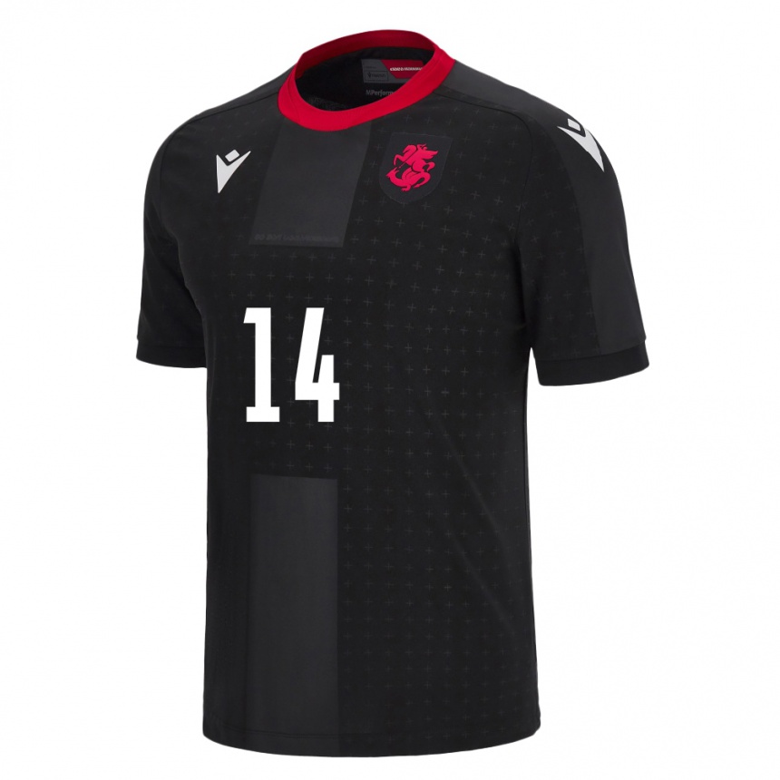 Women Football Georgia Luka Lochoshvili #14 Black Away Jersey 24-26 T-Shirt Canada