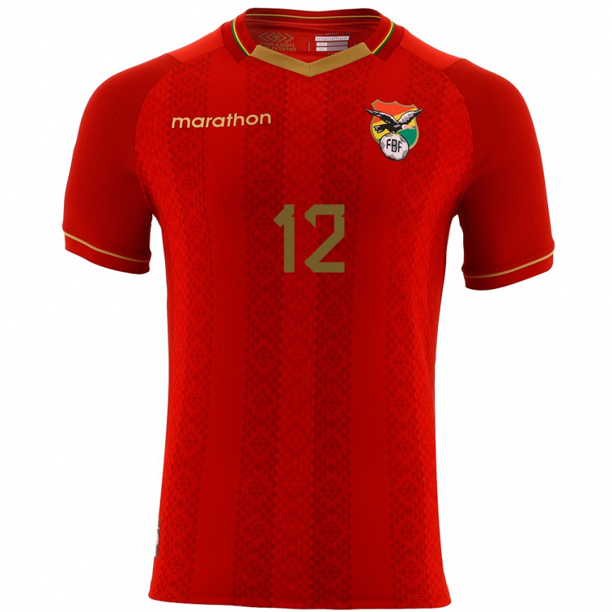 Women Football Bolivia Vanessa Ojeda #12 Red Away Jersey 24-26 T-Shirt Canada