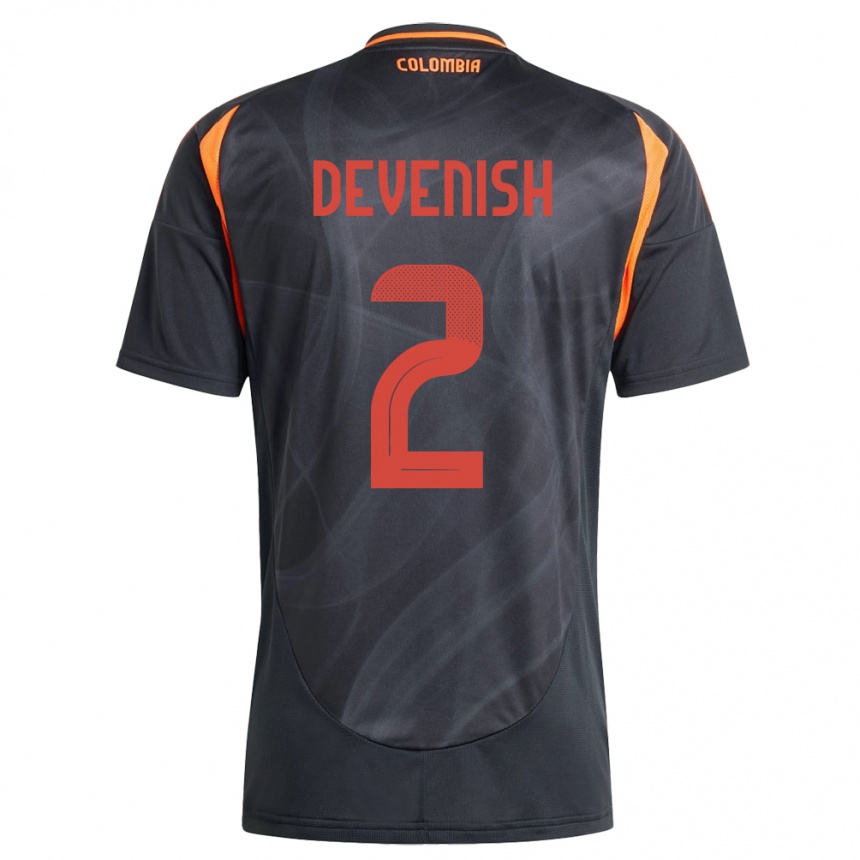 Women Football Colombia Cristian Devenish #2 Black Away Jersey 24-26 T-Shirt Canada