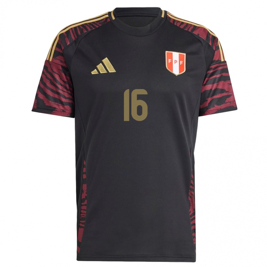 Women Football Peru Kimbherly Flores #16 Black Away Jersey 24-26 T-Shirt Canada