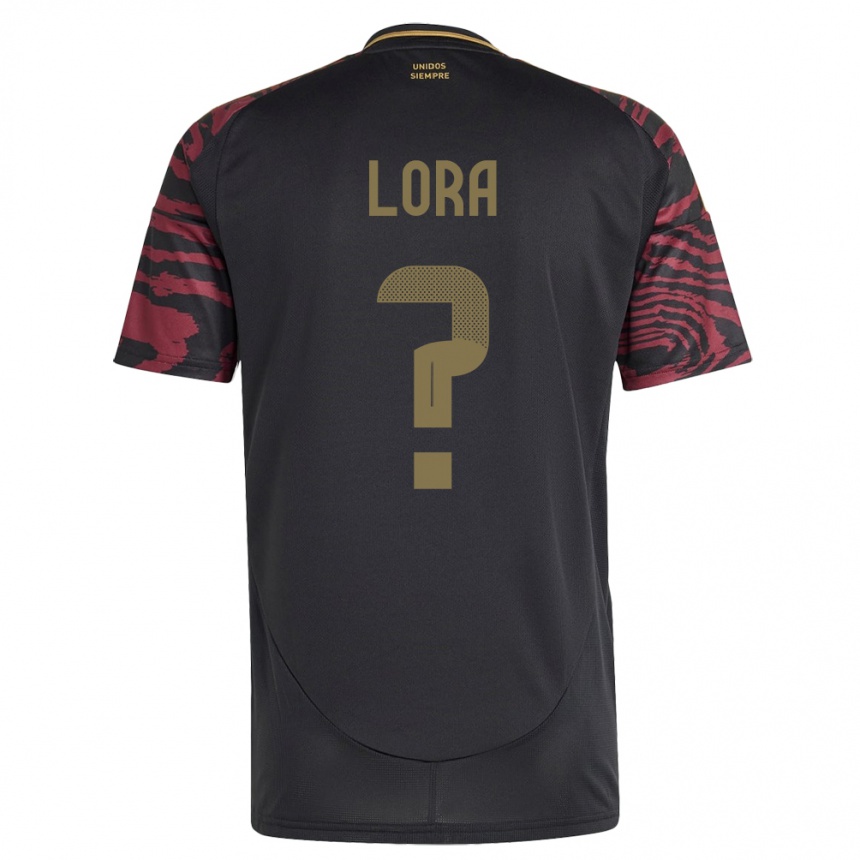 Women Football Peru Fabrizio Lora #0 Black Away Jersey 24-26 T-Shirt Canada