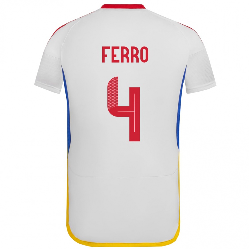 Women Football Venezuela Andrés Ferro #4 White Away Jersey 24-26 T-Shirt Canada