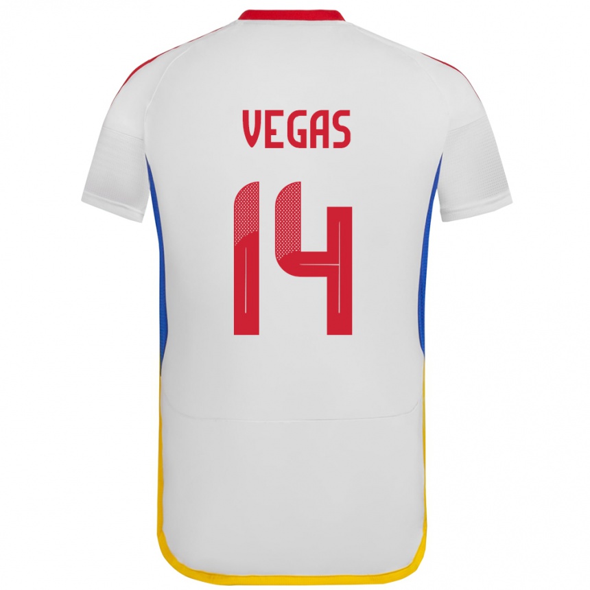 Women Football Venezuela Miguel Vegas #14 White Away Jersey 24-26 T-Shirt Canada