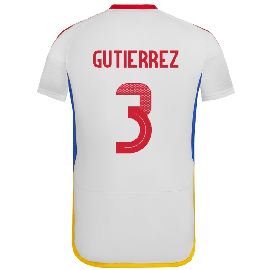 Women Football Venezuela Nairelis Gutiérrez #3 White Away Jersey 24-26 T-Shirt Canada