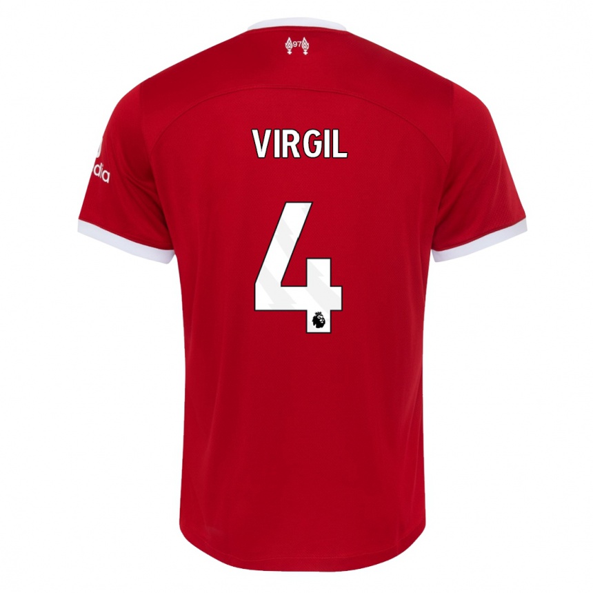 Kids  Virgil Van Dijk #4 Red Home Jersey 2023/24 T-Shirt Canada