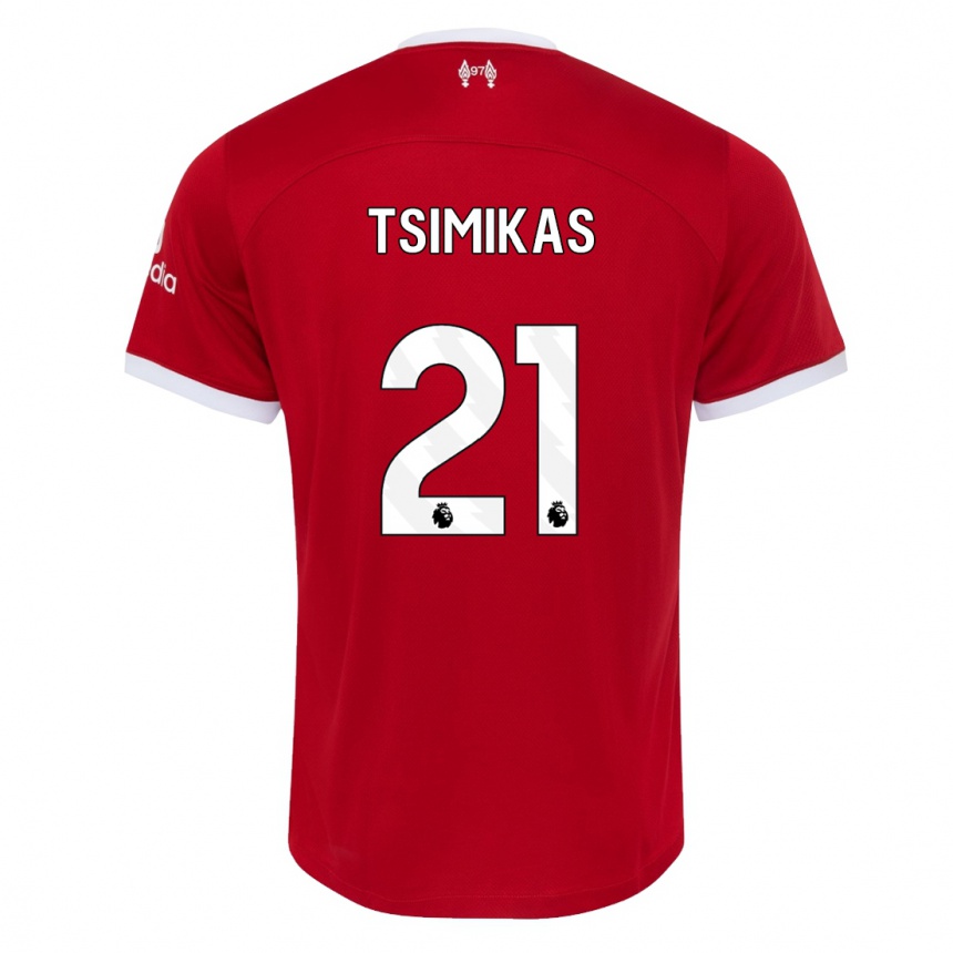 Kids  Konstantinos Tsimikas #21 Red Home Jersey 2023/24 T-Shirt Canada