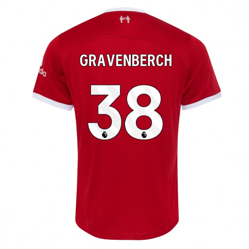 Kids  Ryan Gravenberch #38 Red Home Jersey 2023/24 T-Shirt Canada