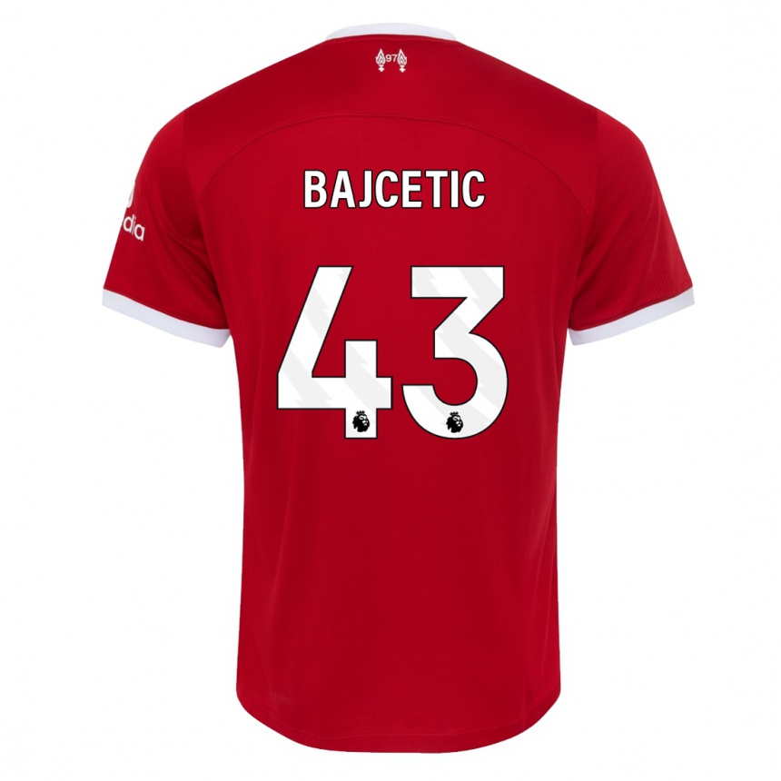 Kids  Stefan Bajcetic #43 Red Home Jersey 2023/24 T-Shirt Canada