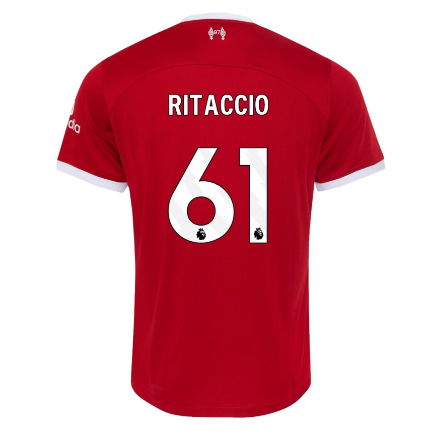 Kids  Matteo Ritaccio #61 Red Home Jersey 2023/24 T-Shirt Canada