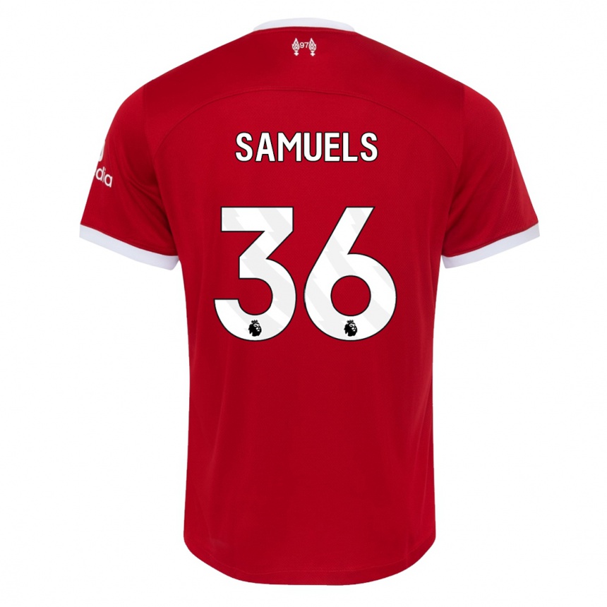 Kids  Kerron Samuels #36 Red Home Jersey 2023/24 T-Shirt Canada