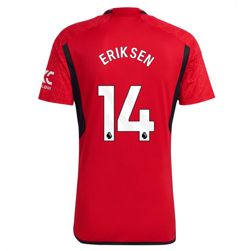 Kids  Christian Eriksen #14 Red Home Jersey 2023/24 T-Shirt Canada