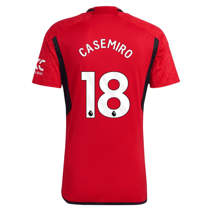 Kids Casemiro #18 Red Home Jersey 2023/24 T-Shirt Canada