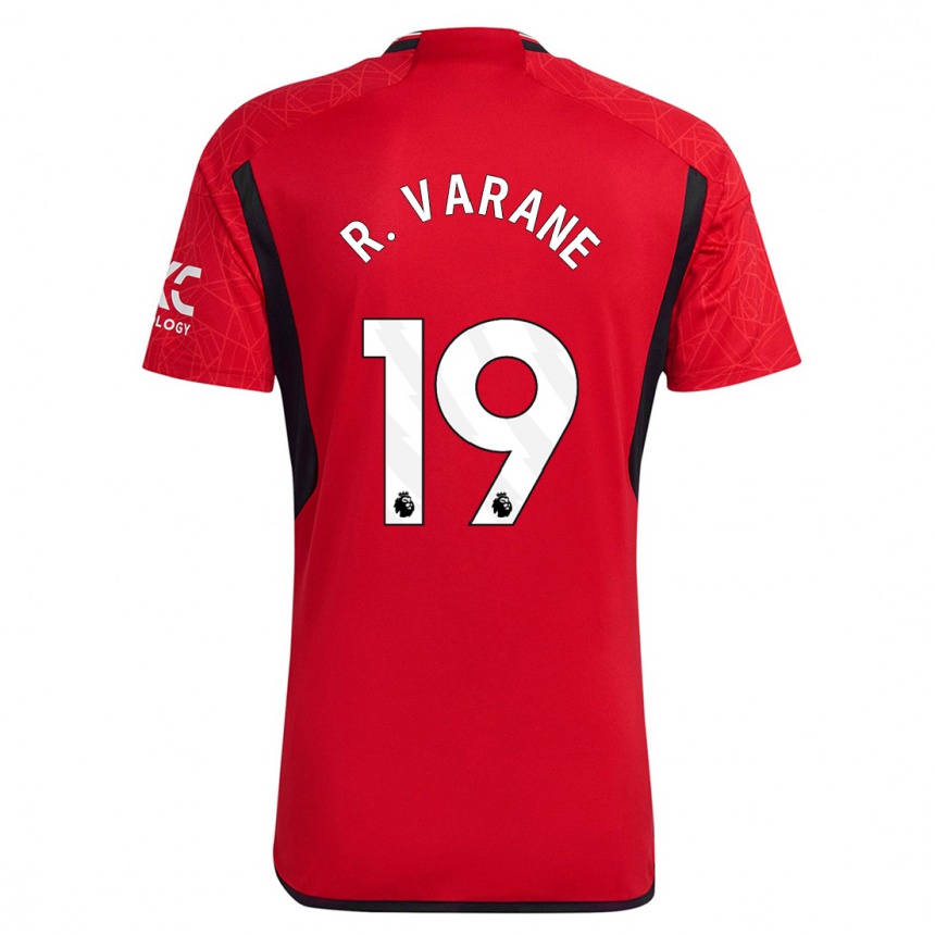 Kids  Raphael Varane #19 Red Home Jersey 2023/24 T-Shirt Canada