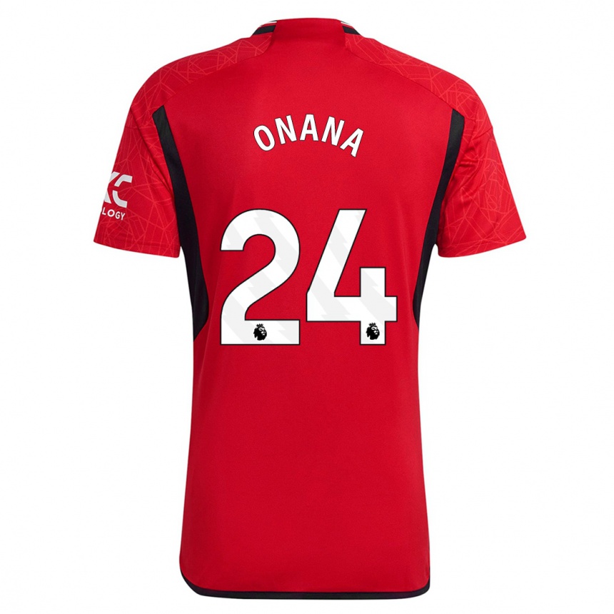 Kids  Andre Onana #24 Red Home Jersey 2023/24 T-Shirt Canada