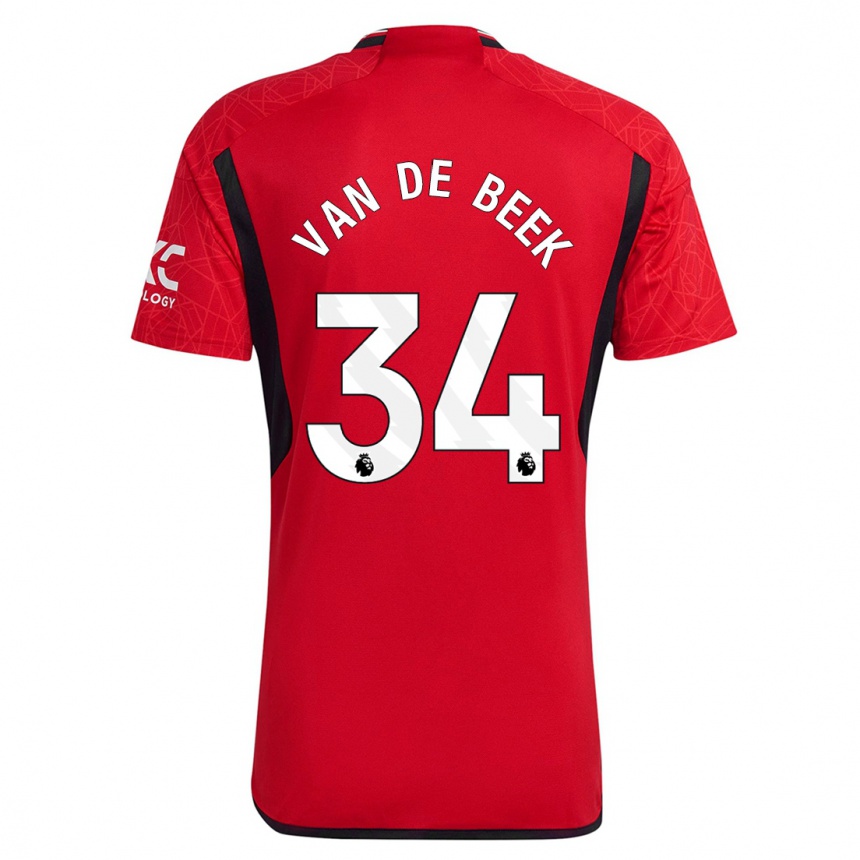 Kids Donny Van De Beek #34 Red Home Jersey 2023/24 T-Shirt Canada