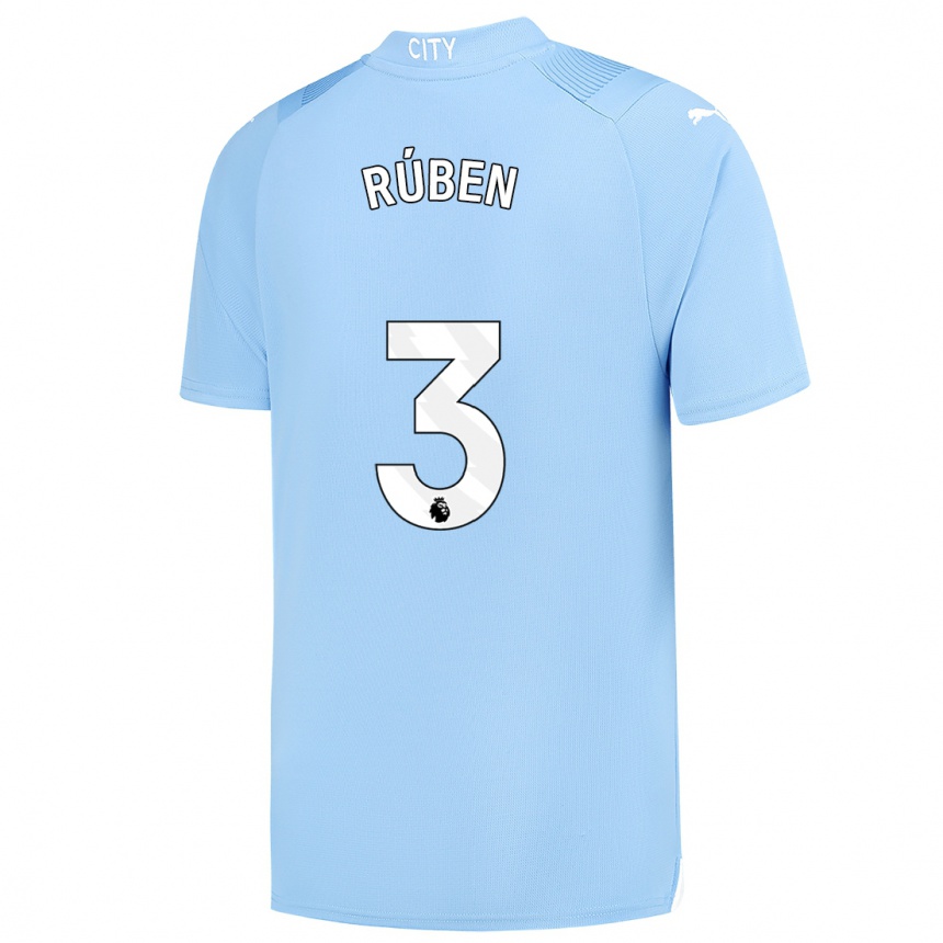 Kids  Ruben Dias #3 Light Blue Home Jersey 2023/24 T-Shirt Canada