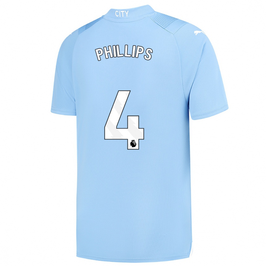 Kids  Kalvin Phillips #4 Light Blue Home Jersey 2023/24 T-Shirt Canada