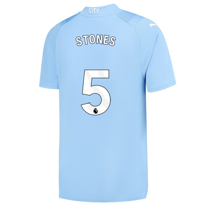 Kids John Stones #5 Light Blue Home Jersey 2023/24 T-Shirt Canada