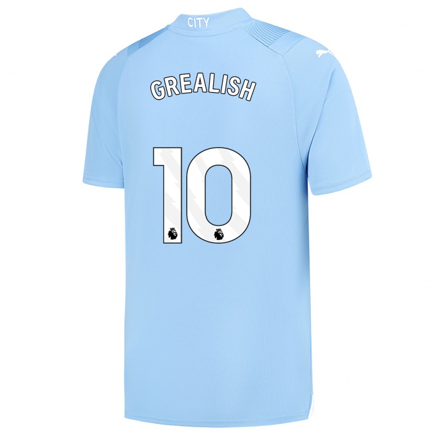 Kids  Jack Grealish #10 Light Blue Home Jersey 2023/24 T-Shirt Canada