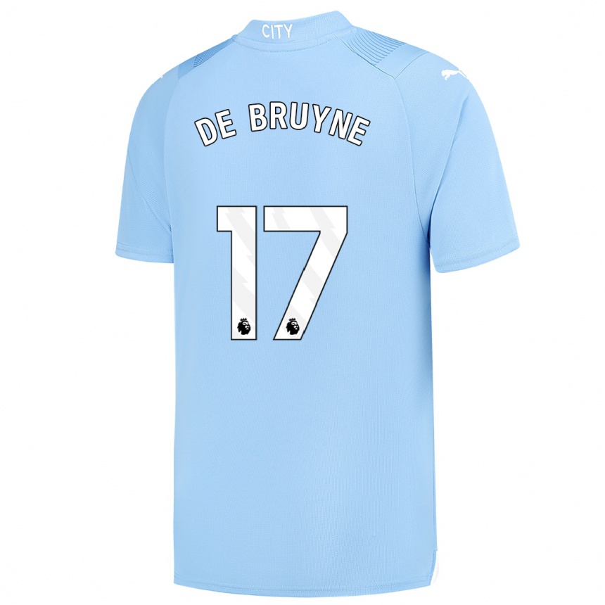 Kids  Kevin De Bruyne #17 Light Blue Home Jersey 2023/24 T-Shirt Canada