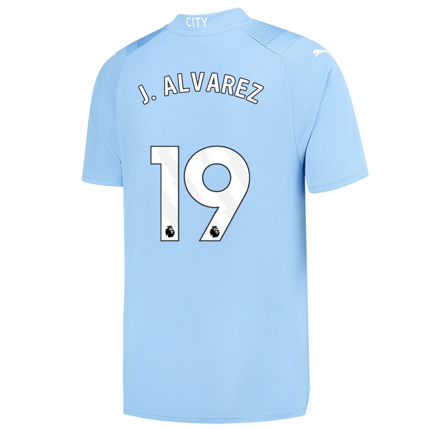 Kids Julian Alvarez #19 Light Blue Home Jersey 2023/24 T-Shirt Canada