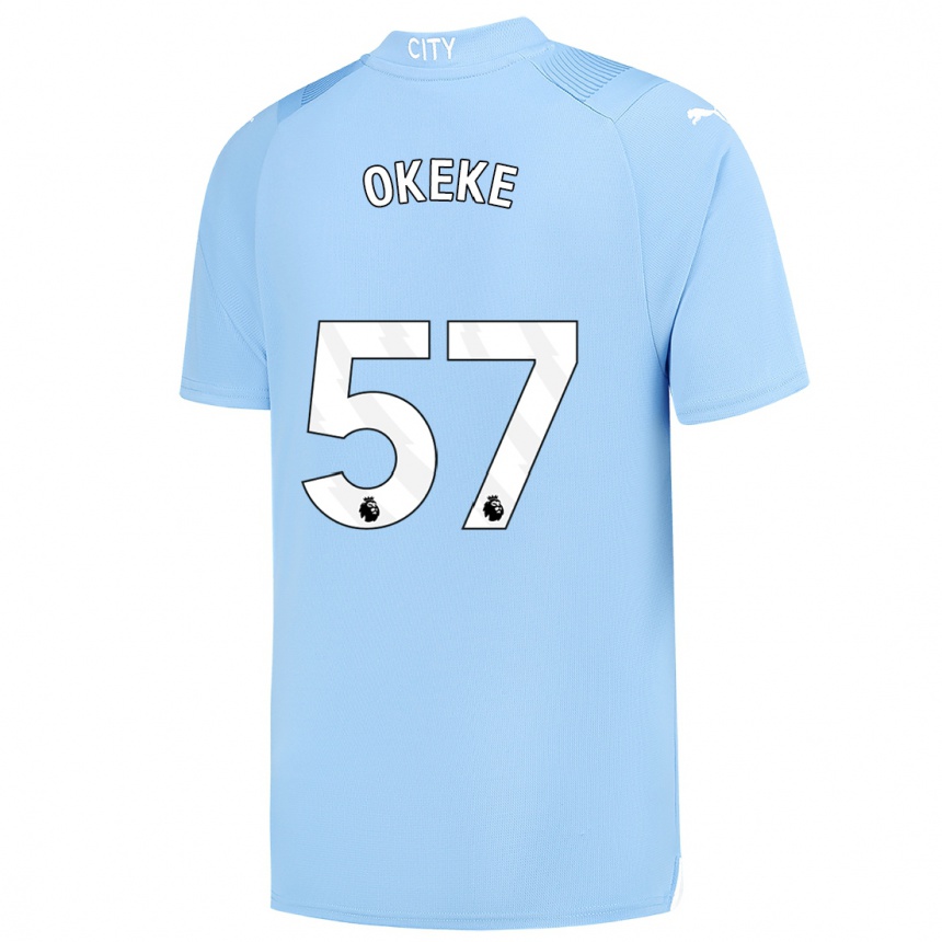 Kids  Michael Okeke #57 Light Blue Home Jersey 2023/24 T-Shirt Canada