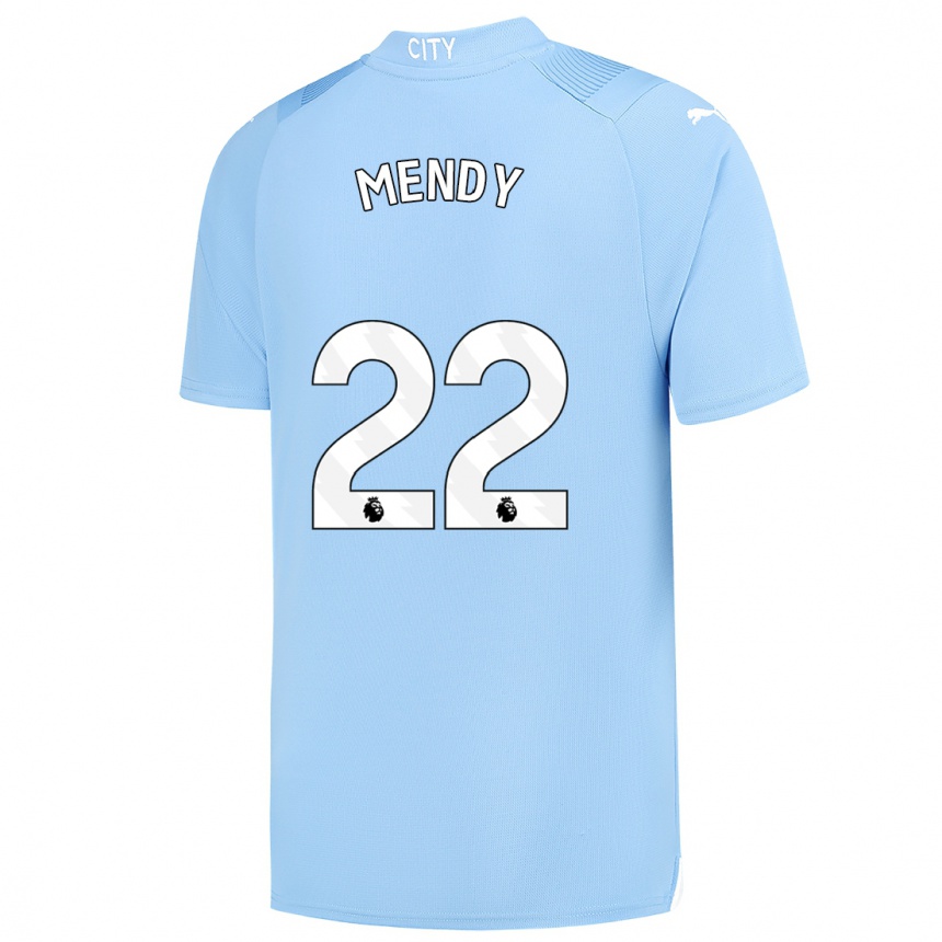 Kids Benjamin Mendy #22 Light Blue Home Jersey 2023/24 T-Shirt Canada