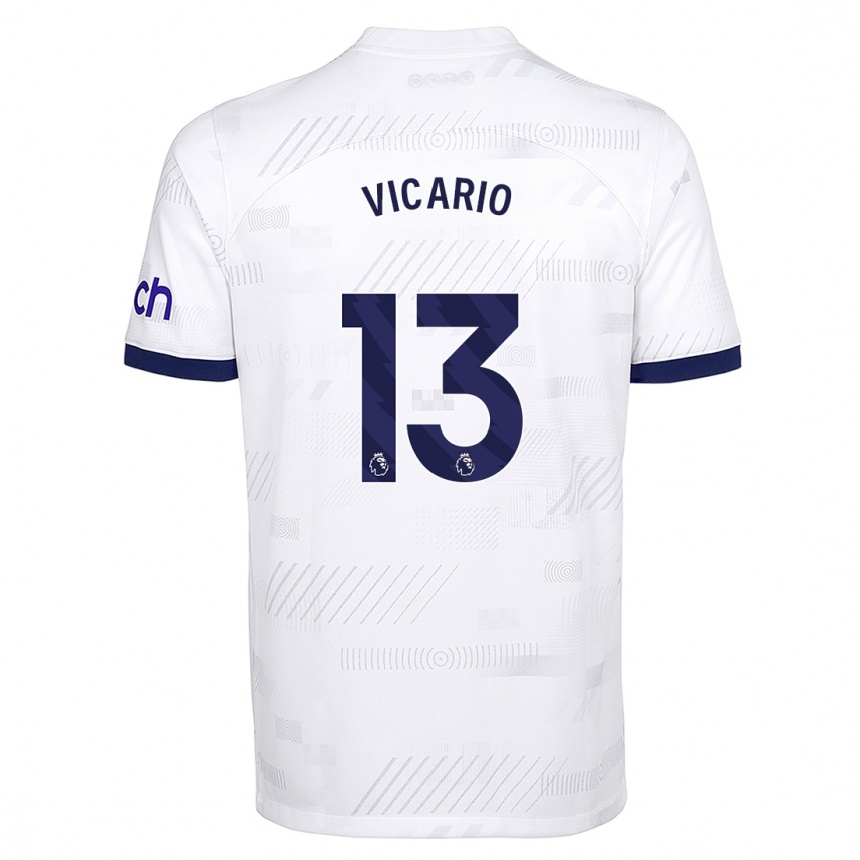 Kids  Guglielmo Vicario #13 White Home Jersey 2023/24 T-Shirt Canada