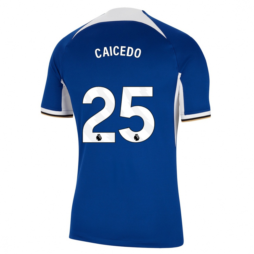 Kids Moisés Caicedo #25 Blue Home Jersey 2023/24 T-Shirt Canada