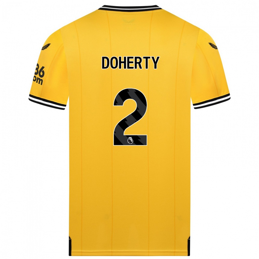 Kids Football Matt Doherty #2 Yellow Home Jersey 2023/24 T-Shirt Canada