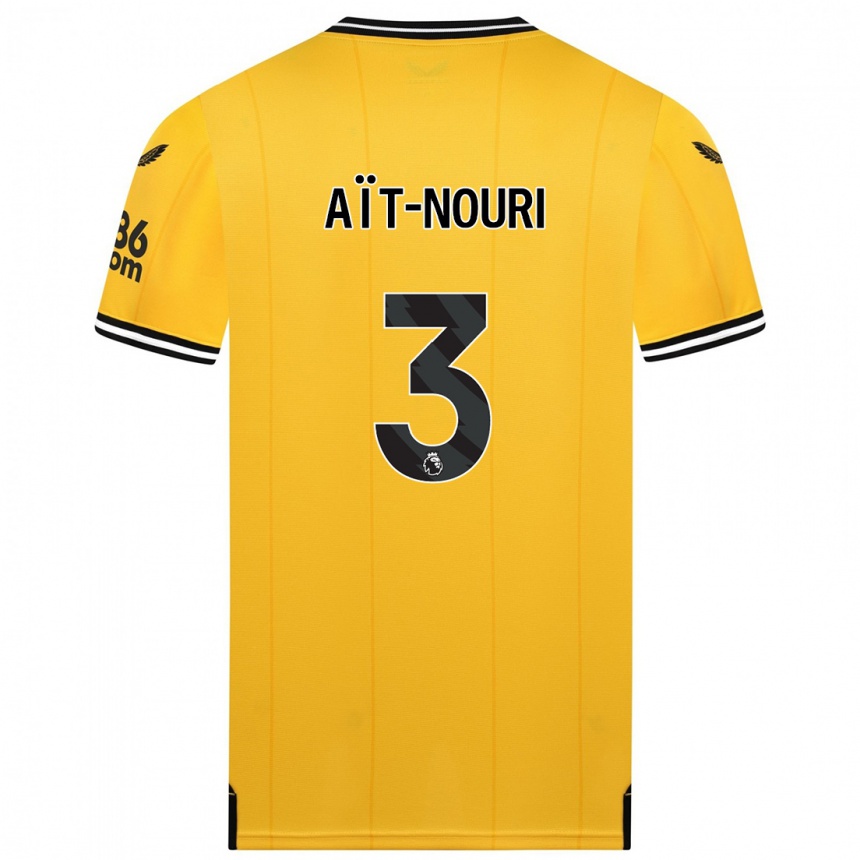 Enfant Football Maillot Rayan Aït-Nouri #3 Jaune Tenues Domicile 2023/24 Canada