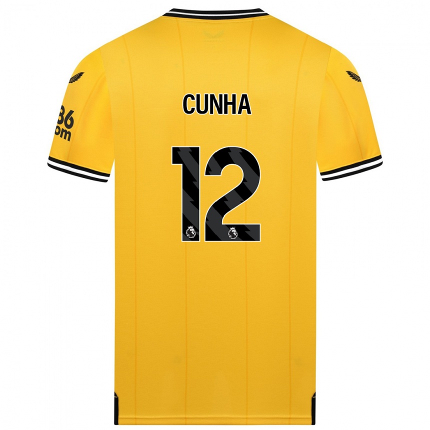 Enfant Football Maillot Matheus Cunha #12 Jaune Tenues Domicile 2023/24 Canada