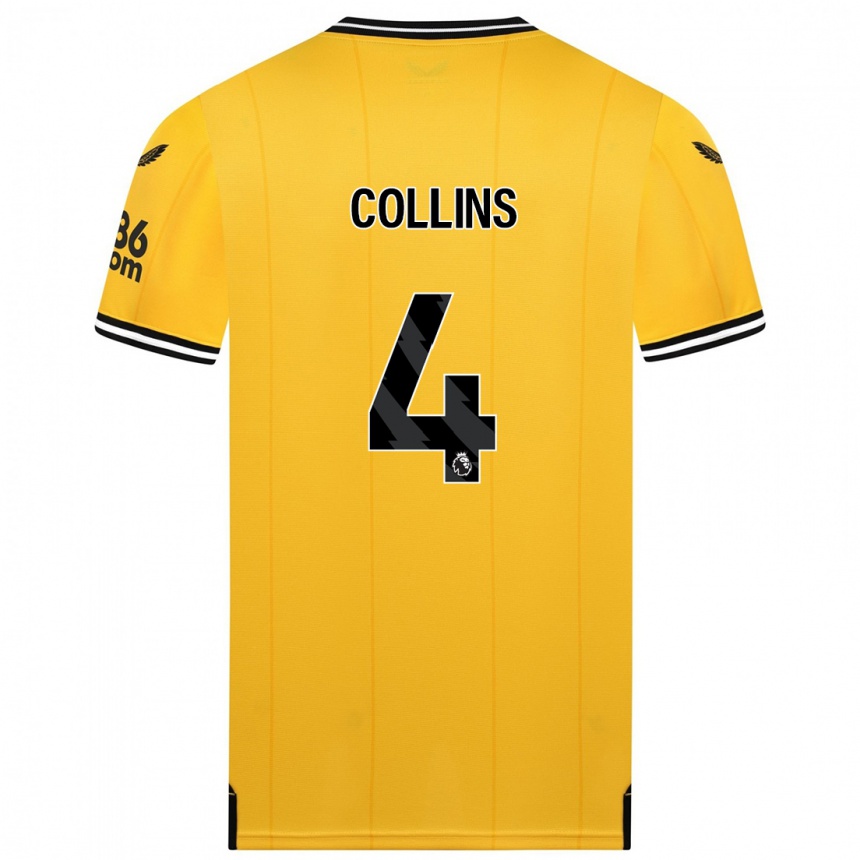 Kids Football Nathan Collins #4 Yellow Home Jersey 2023/24 T-Shirt Canada