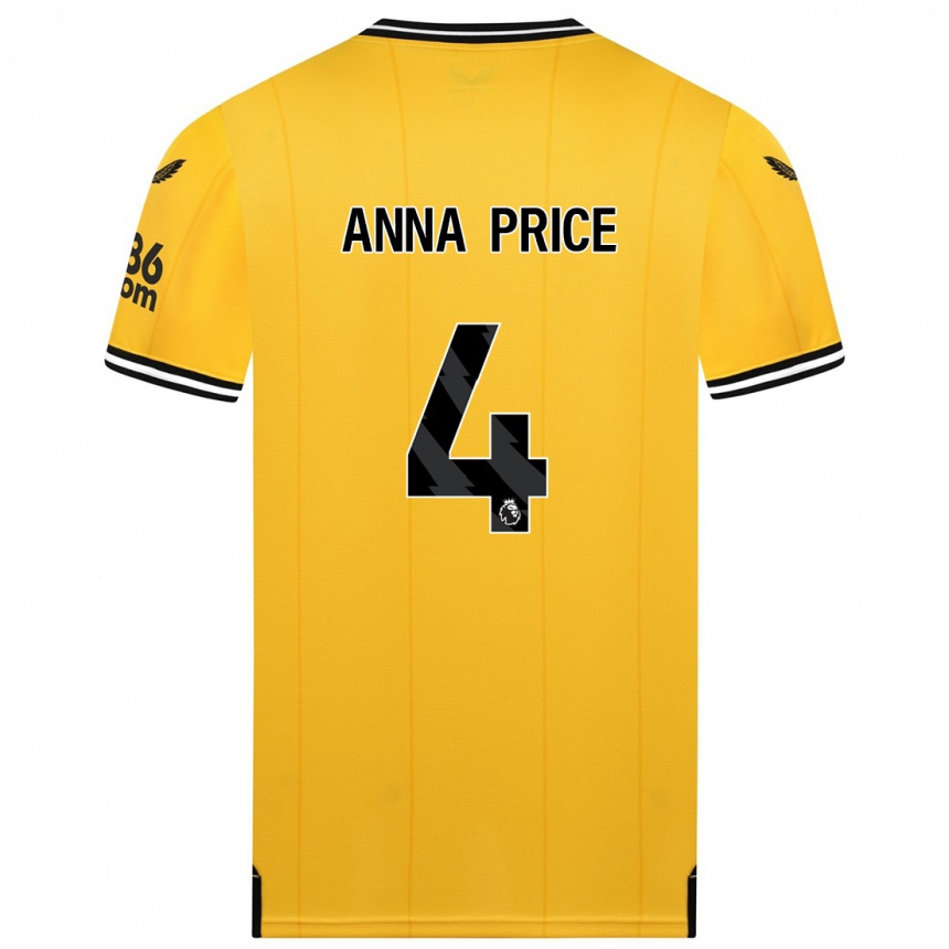 Kids Football Anna Price #4 Yellow Home Jersey 2023/24 T-Shirt Canada