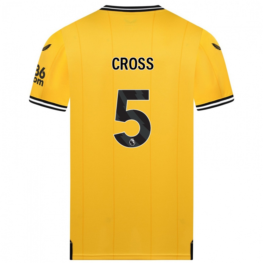 Kids Football Emma Cross #5 Yellow Home Jersey 2023/24 T-Shirt Canada