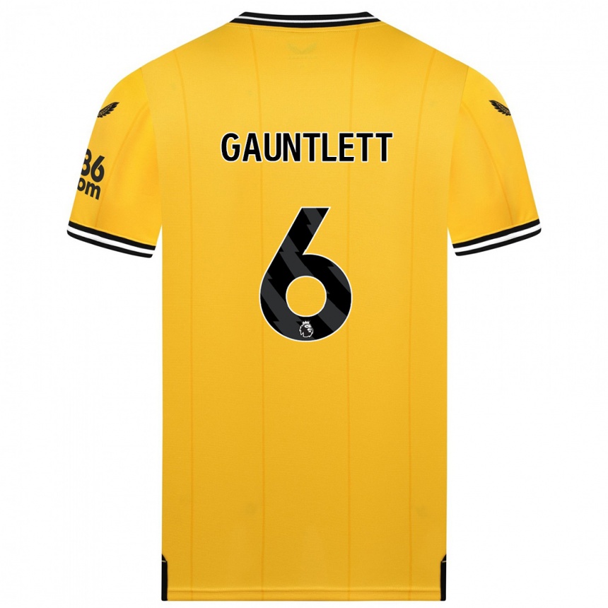 Kids Football Maz Gauntlett #6 Yellow Home Jersey 2023/24 T-Shirt Canada