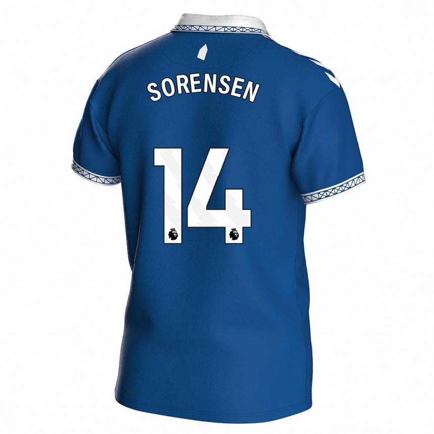 Kids Football Nicoline Sorensen #14 Royal Blue Home Jersey 2023/24 T-Shirt Canada