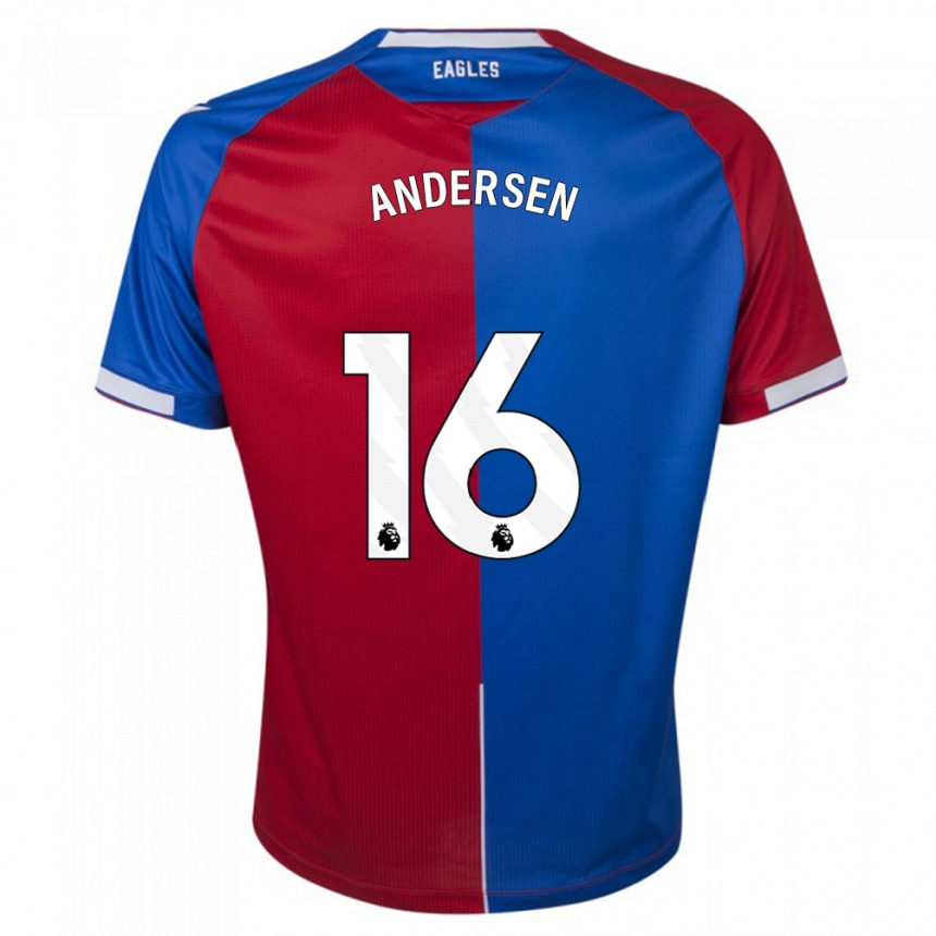 Kids Football Joachim Andersen #16 Red Blue Home Jersey 2023/24 T-Shirt Canada