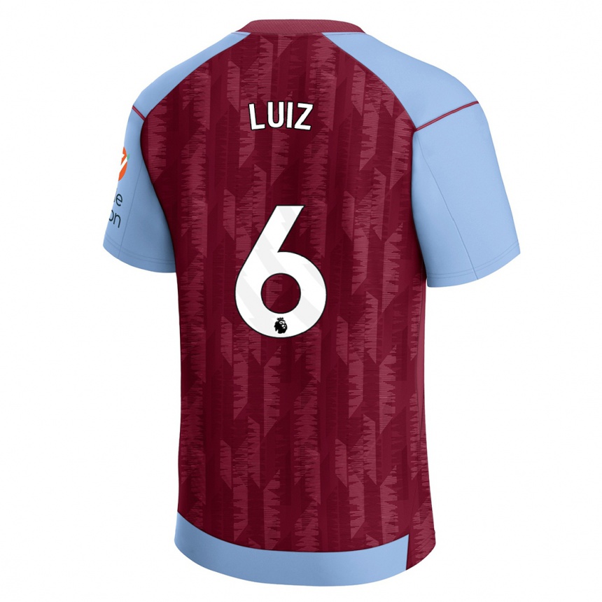 Kids Football Douglas Luiz #6 Claret Blue Home Jersey 2023/24 T-Shirt Canada