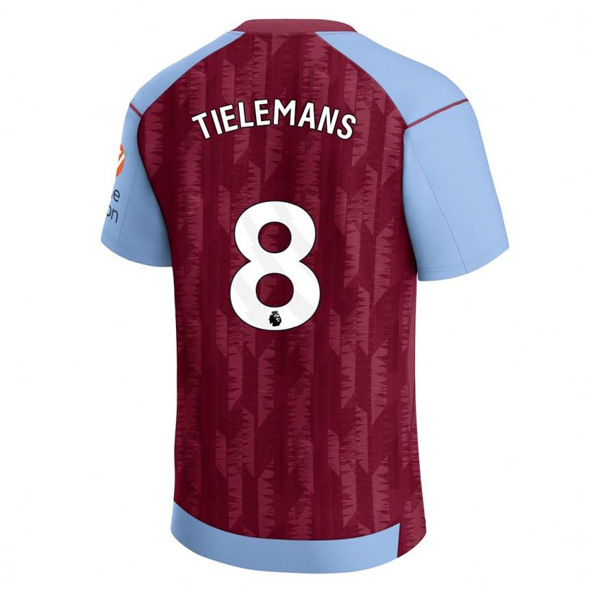 Kids Football Youri Tielemans #8 Claret Blue Home Jersey 2023/24 T-Shirt Canada