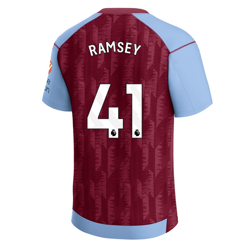 Kids Football Jacob Ramsey #41 Claret Blue Home Jersey 2023/24 T-Shirt Canada