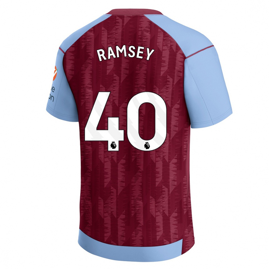 Kids Football Aaron Ramsey #40 Claret Blue Home Jersey 2023/24 T-Shirt Canada