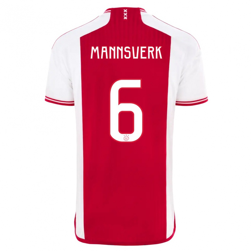 Kids  Sivert Mannsverk #6 Red White Home Jersey 2023/24 T-Shirt Canada