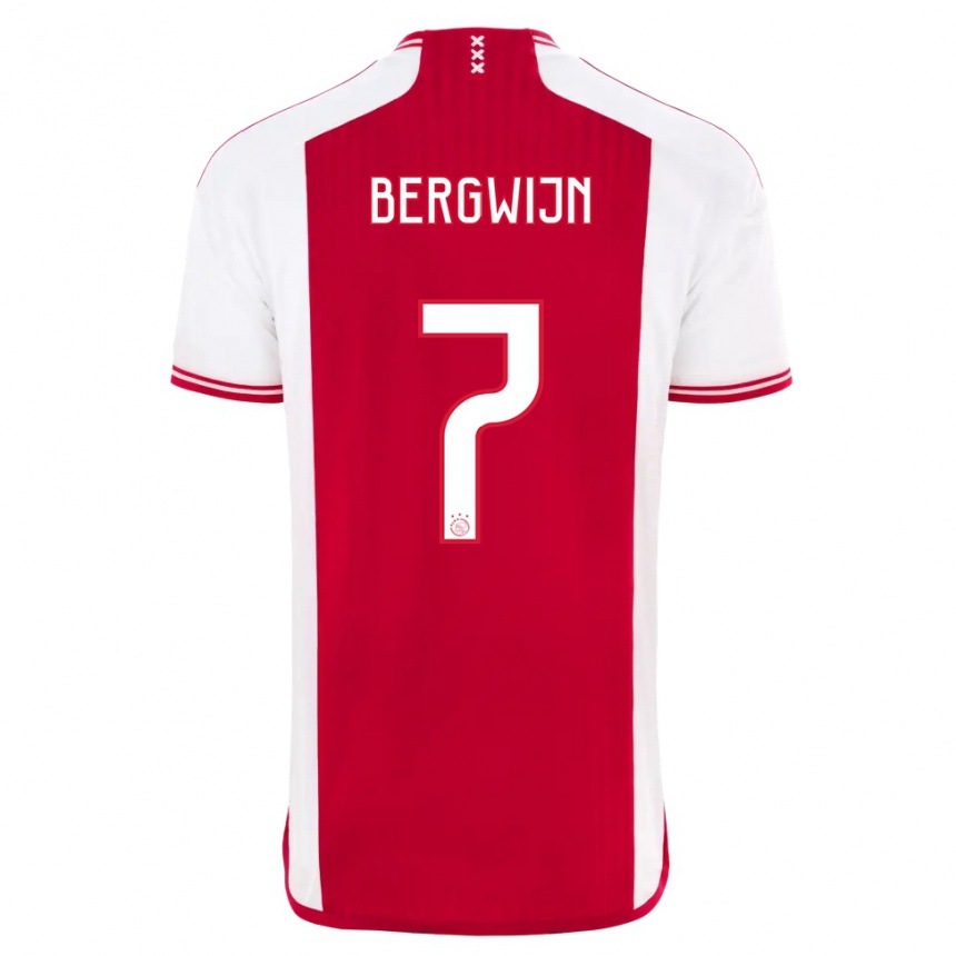 Kids  Steven Bergwijn #7 Red White Home Jersey 2023/24 T-Shirt Canada