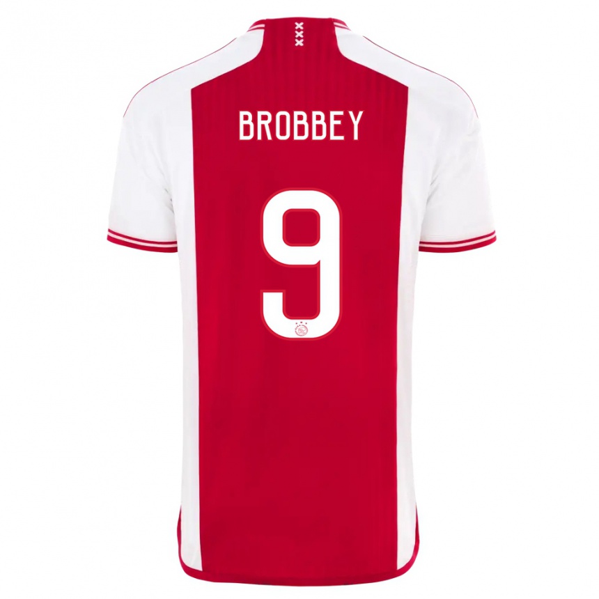 Kids  Brian Brobbey #9 Red White Home Jersey 2023/24 T-Shirt Canada