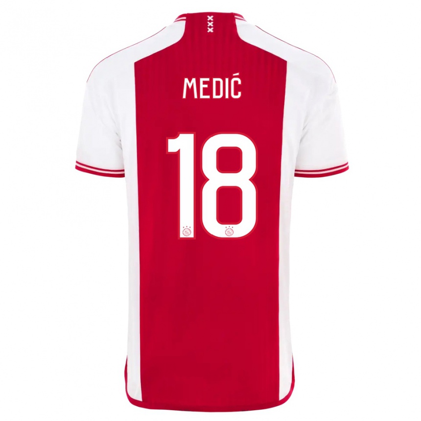 Kids Jakov Medic #18 Red White Home Jersey 2023/24 T-Shirt Canada