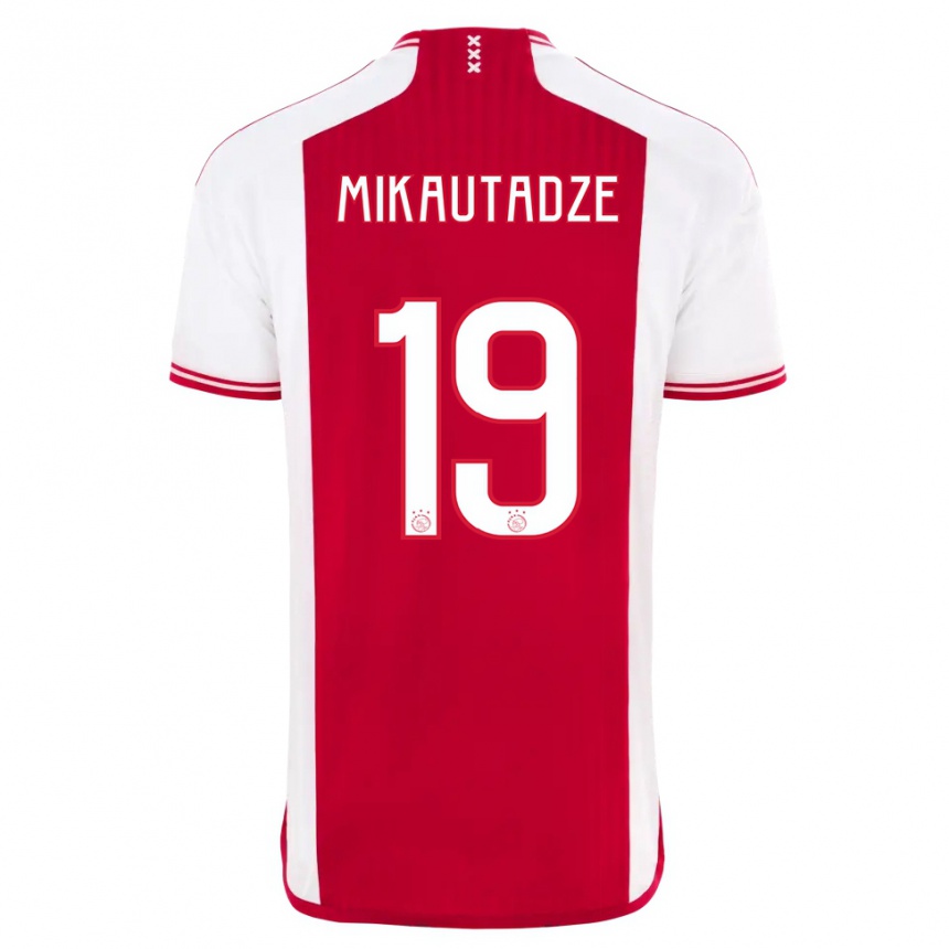 Enfant Football Maillot Georges Mikautadze #19 Rouge Blanc Tenues Domicile 2023/24 Canada