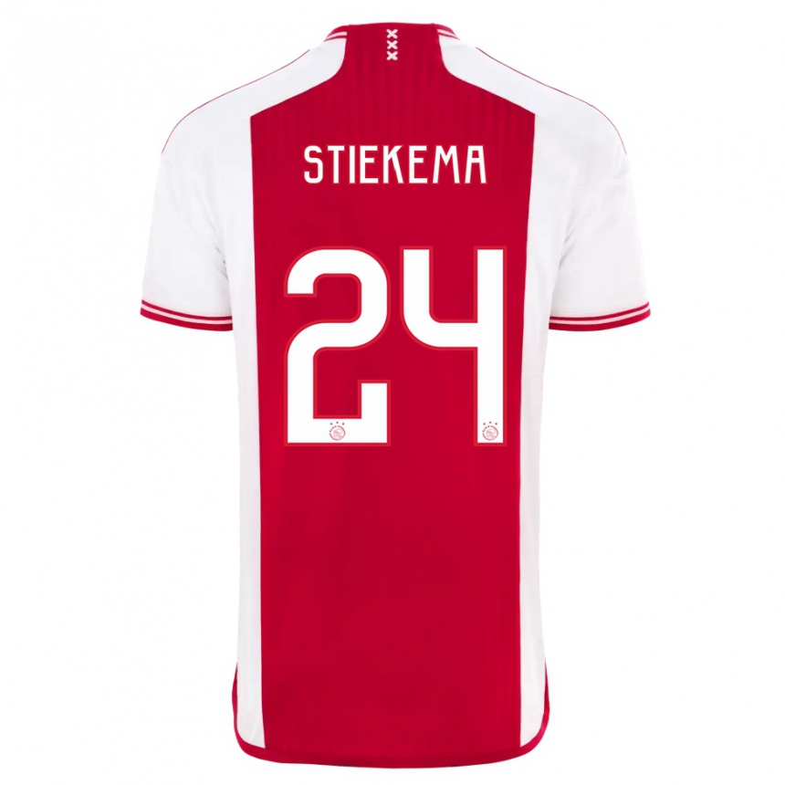 Enfant Football Maillot Iris Stiekema #24 Rouge Blanc Tenues Domicile 2023/24 Canada